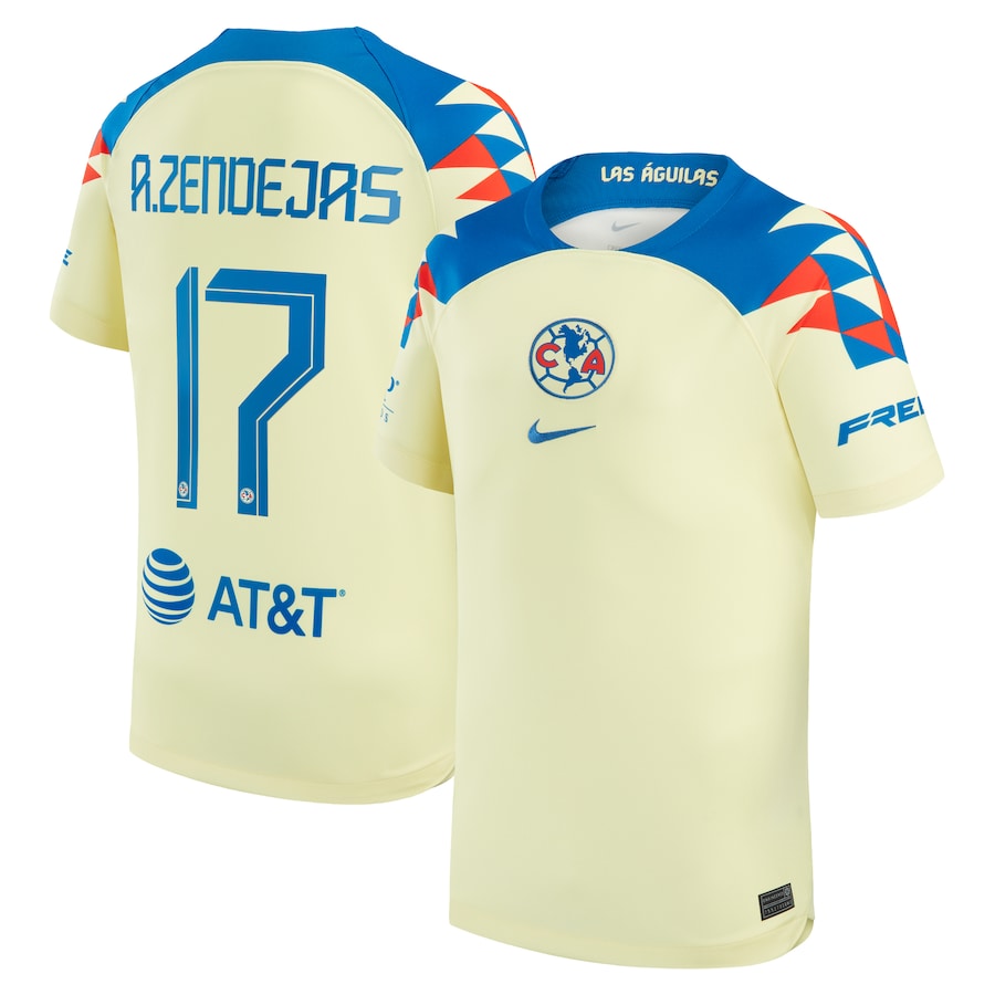 Alejandro Zendejas Club America Nike  Home 2023/24  Jersey - Yellow