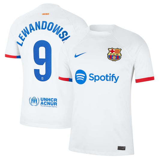 Robert Lewandowski Barcelona Nike 2023/24 Away Jersey - White