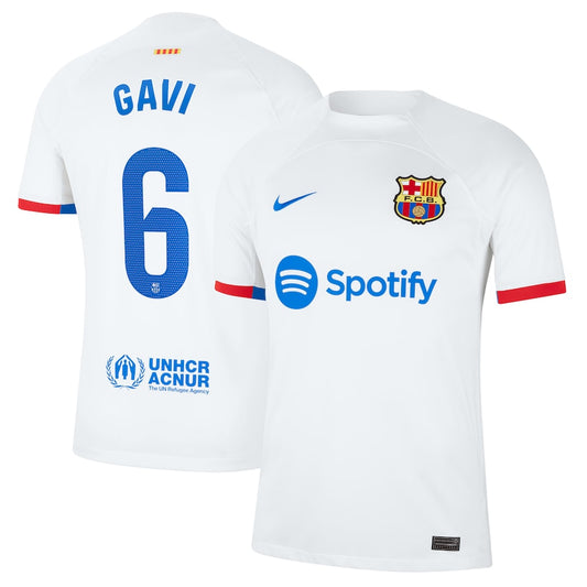 Gavi Barcelona Nike 2023/24 Away Stadium Player Jersey - White