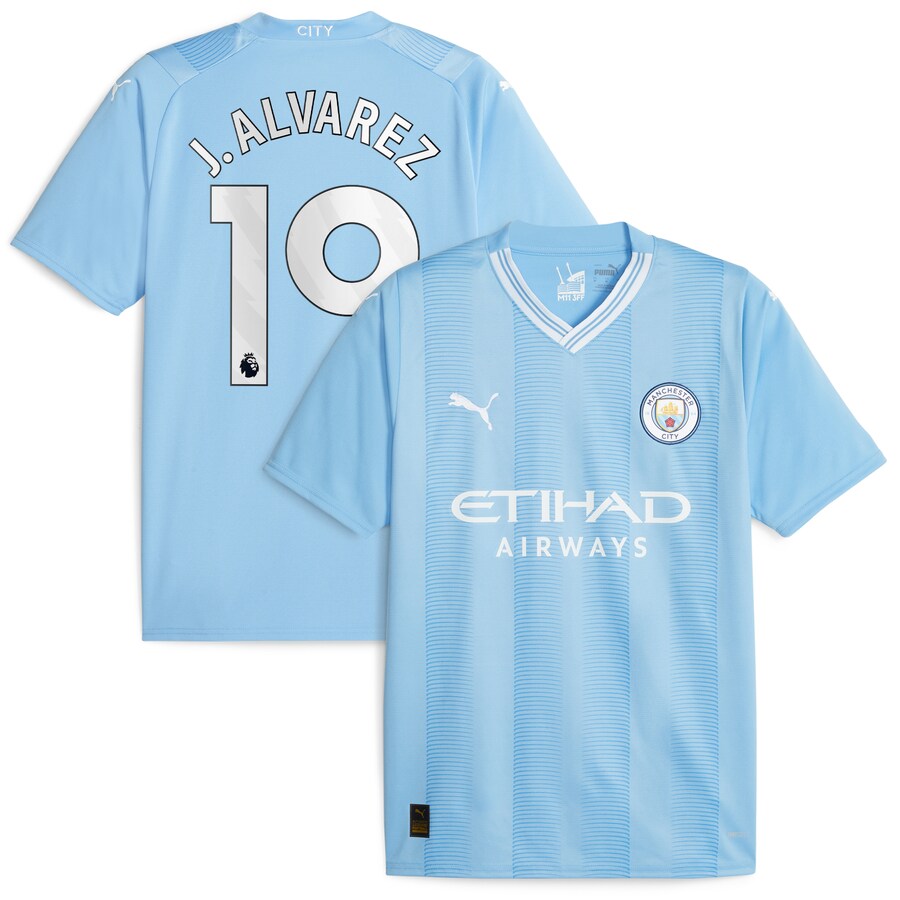 Julián Álvarez Manchester City Puma 2023/24 Home Player Jersey - Sky Blue