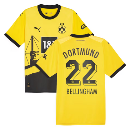 Borussia Dortmund Home Shirt 2023-24 - with Jersey Bellingham 22 printing - Yellow