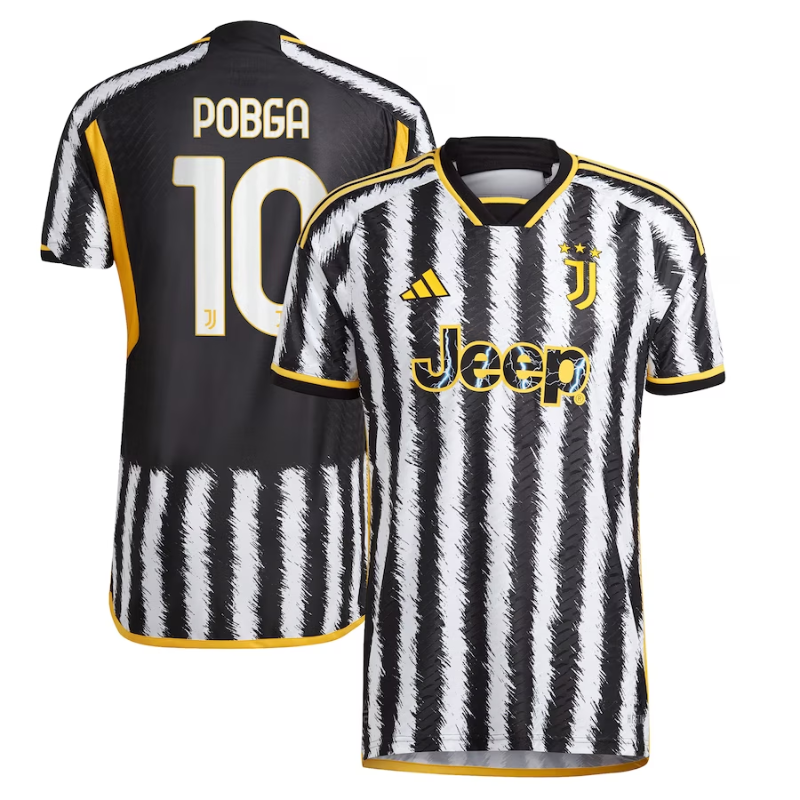 Juventus Team 2023-24 with Player Pogba 10 printing Jersey - White