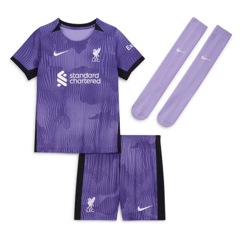 Liverpool Third Kit 2023-24 - Little Kids with M.Salah 11 printing Jersey - Purple