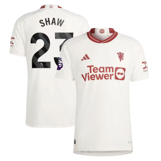 Luke Shaw Manchester United 2023/24 Third Player Jersey - White