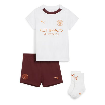 Manchester City Away Kids kit Puma 2023-24 with Bernardo 20 printing Jersey - White