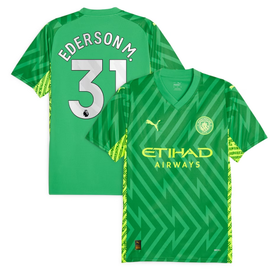 Manchester City Goalkeeper Shirt 2023-24 -  Ederson M. 31 printing Jersey - Green