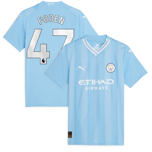 Manchester City Home Shirt 2023-24 - Foden 47 printing Jersey - Blue