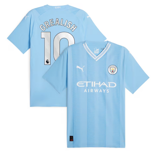 Manchester City Home Shirt 2023-24 with Grealish 10 printing - Blue