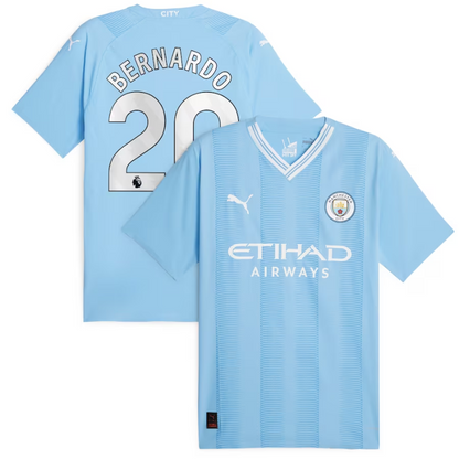 Manchester City Home Shirt 2023-24 with Jersey Bernardo 20 printing - Blue