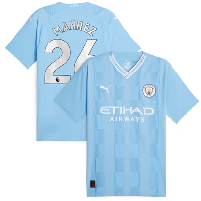 Manchester City Home Shirt 2023-24 with Mahrez 26 printing Jersey - Blue