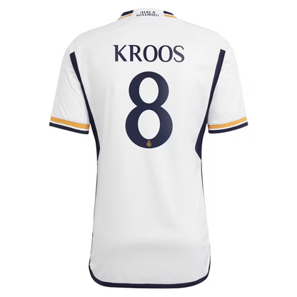 Real Madrid Home Adidas 2023-24 with Kroos 8 printing Player Jersey- White