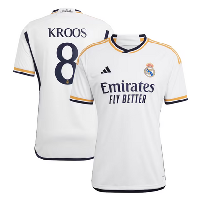 Real Madrid Home Adidas 2023-24 with Kroos 8 printing Player Jersey- White