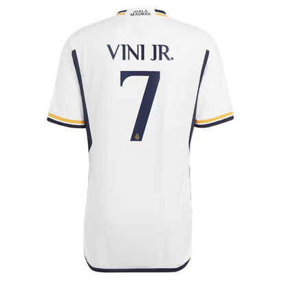 Real Madrid Home Adidas 2023-24 with Vini Jr. 7 printing player Jersey - White