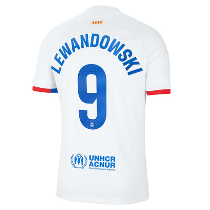 Robert Lewandowski Barcelona Nike 2023/24 Away Jersey - White