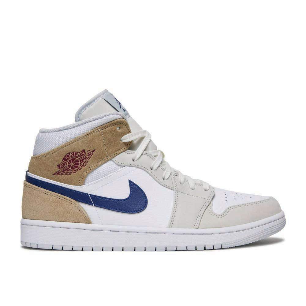 Air Jordan 1 Mid ‘White Khaki Blue Void’ Unfading Sneaker