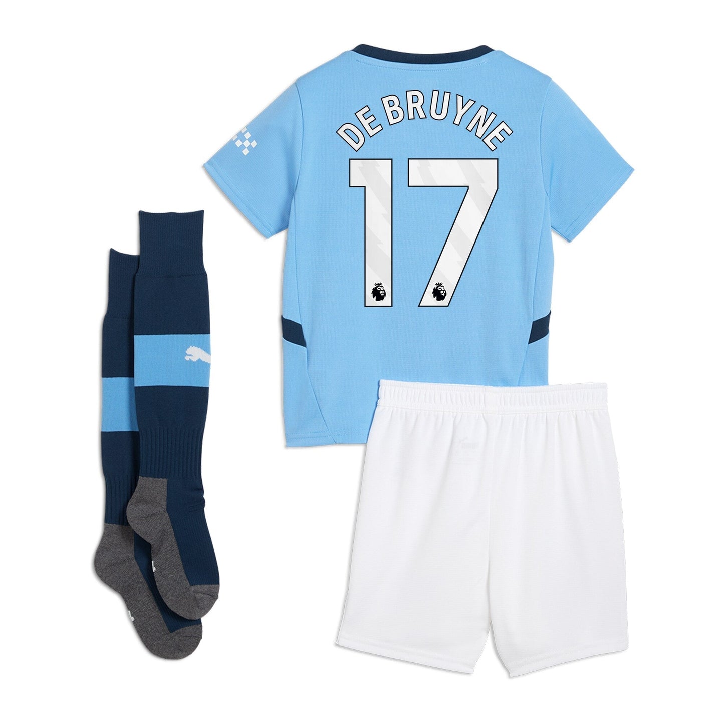 Manchester City PUMA Home Minikit 2024-25 with De Bruyne 17 printing Jersey - Blue