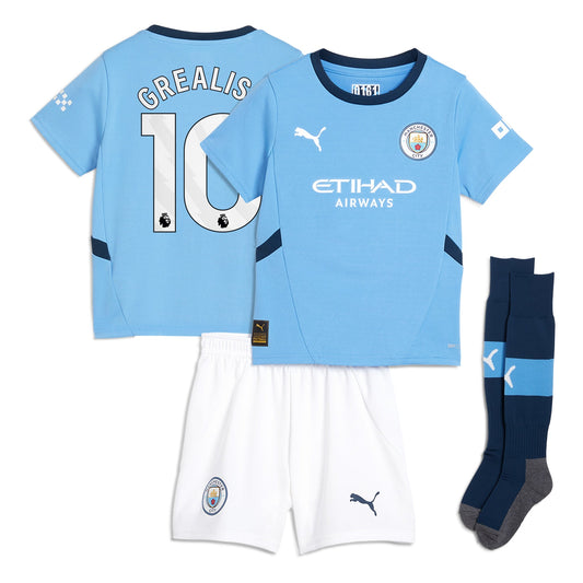 Manchester City PUMA Home Minikit 2024-25 with Grealish 10 printing Jersey - Blue